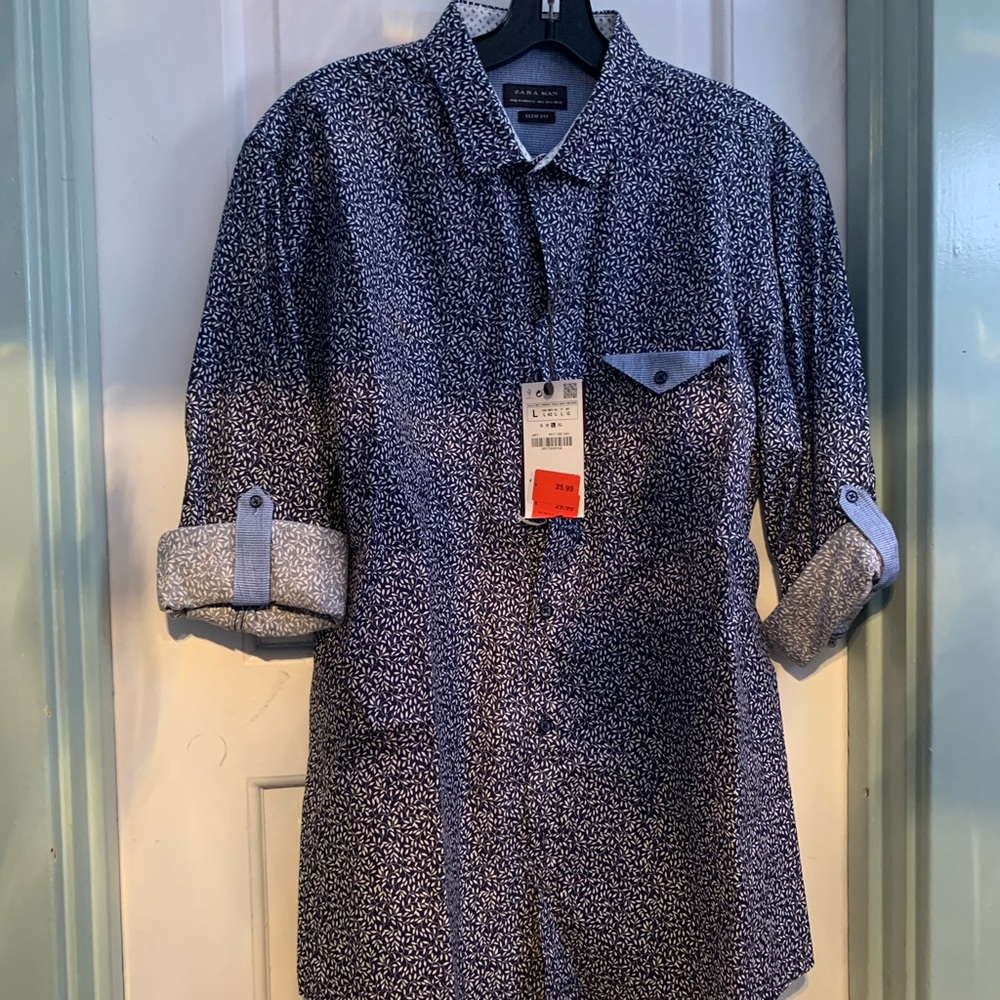 Zara Slim Fit Men’s Button Down Casual Shirt NWT
